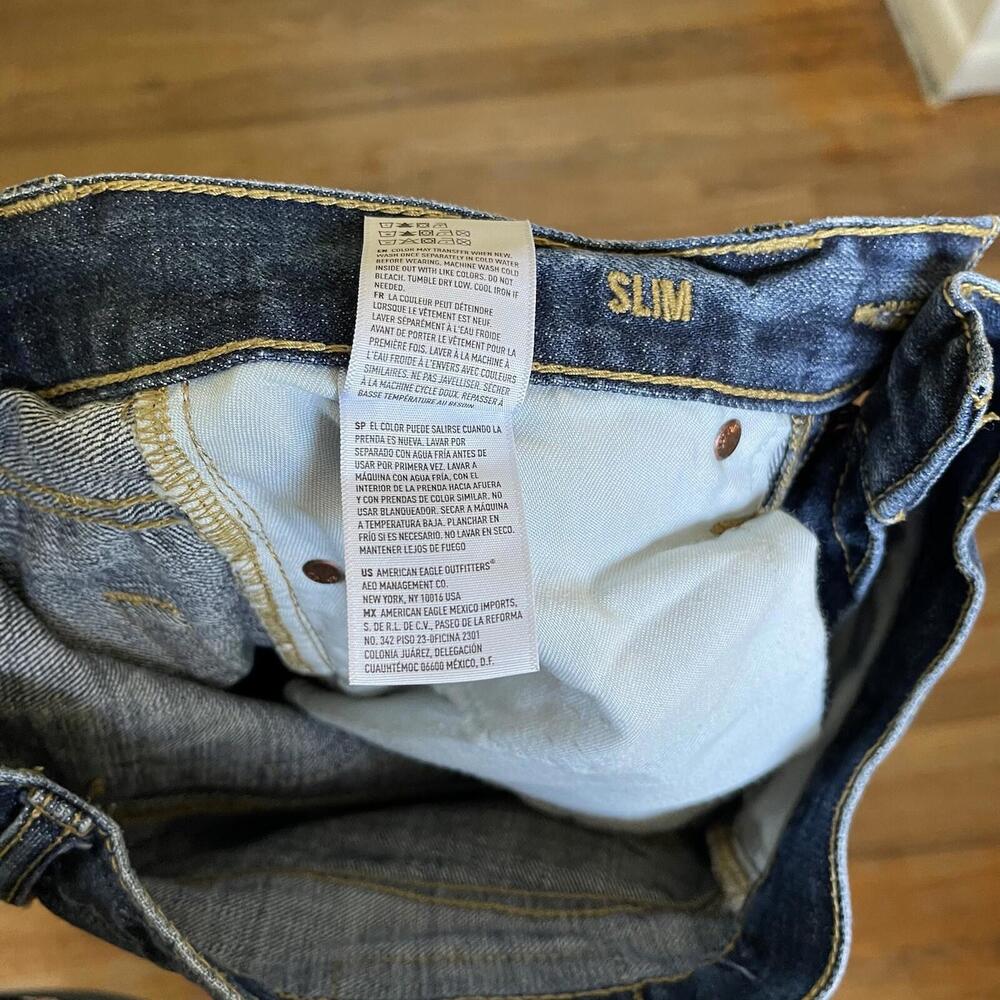 size 26x28 AEO American Eagle distressed slim jeans ExcellentC 100%Cotton - Picture 7 of 8